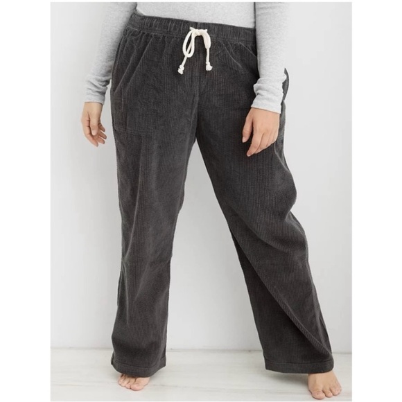 Aerie Dark Gray Corduroy Joggers - Picture 1 of 5